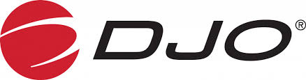 DJO, logo nero con simbolo rosso